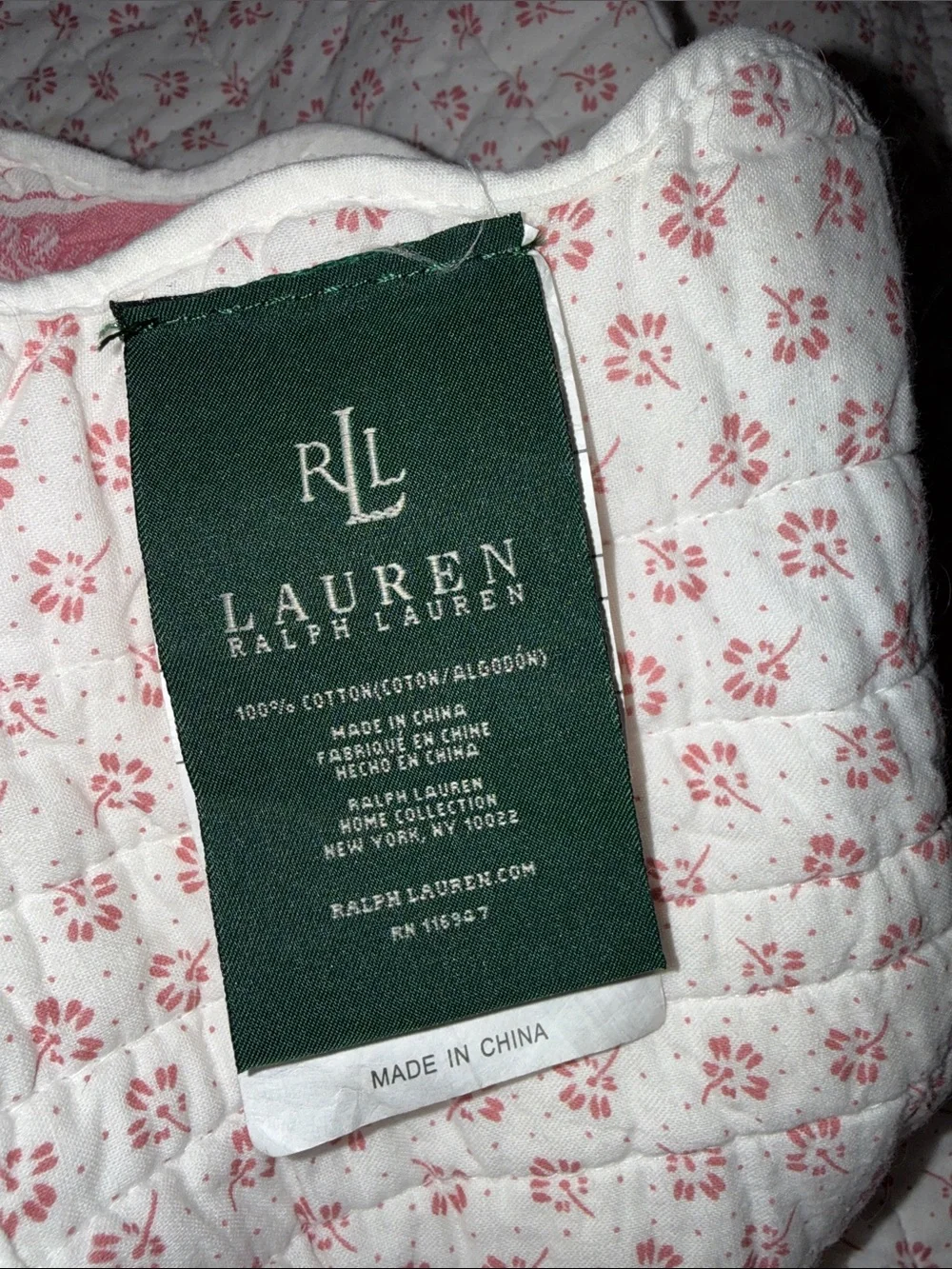 RARE Vtg Lauren Ralph Lauren LAKE FLORAL Cream and Pink Reversible King Quilt